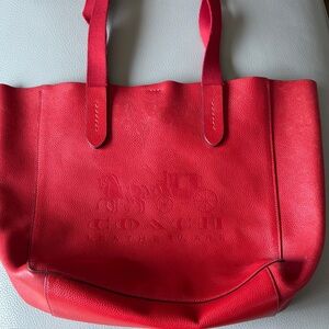Coach Vibrant Red Leather Tote